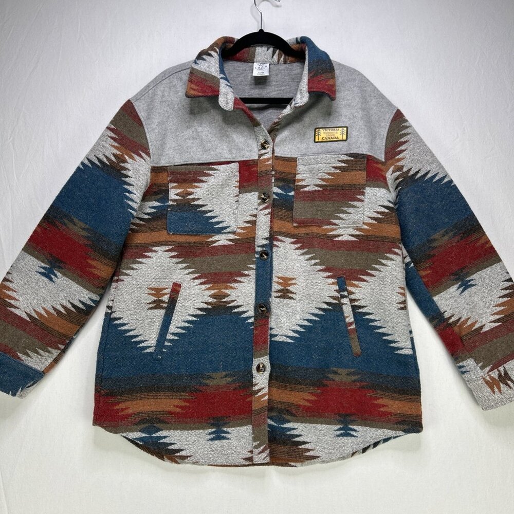 Lago Aztec Red & Blue Jacket Mens Size Large Victoria Vancouver Island Canada